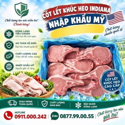 Cốt lết khúc heo Indiana nhập khẩu Mỹ