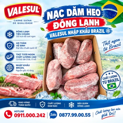 Nạc dăm heo đông lạnh Valesul nhập khẩu Brazil