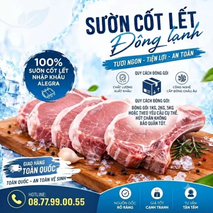 Sườn cốt lết đông lạnh Alegra nhập khẩu Brazil