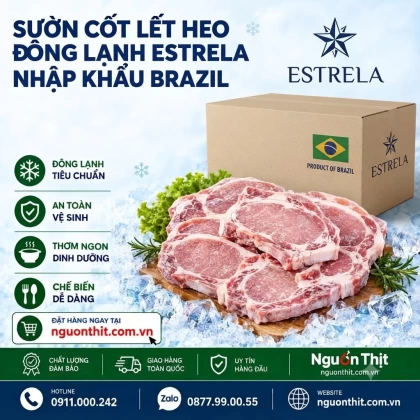 Sườn cốt lết heo đông lạnh Estrela nhập khẩu Brazil