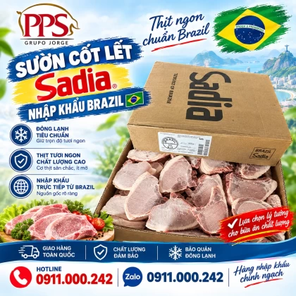 Sườn cốt lết heo đông lạnh Sadia nhập khẩu Brazil