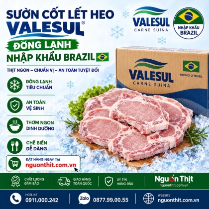 Sườn cốt lết heo đông lạnh Valesul nhập khẩu Brazil