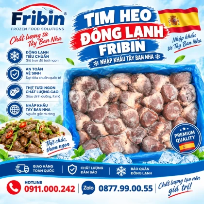 Tim heo đông lạnh Fribin nhập khẩu Tây Ban Nha