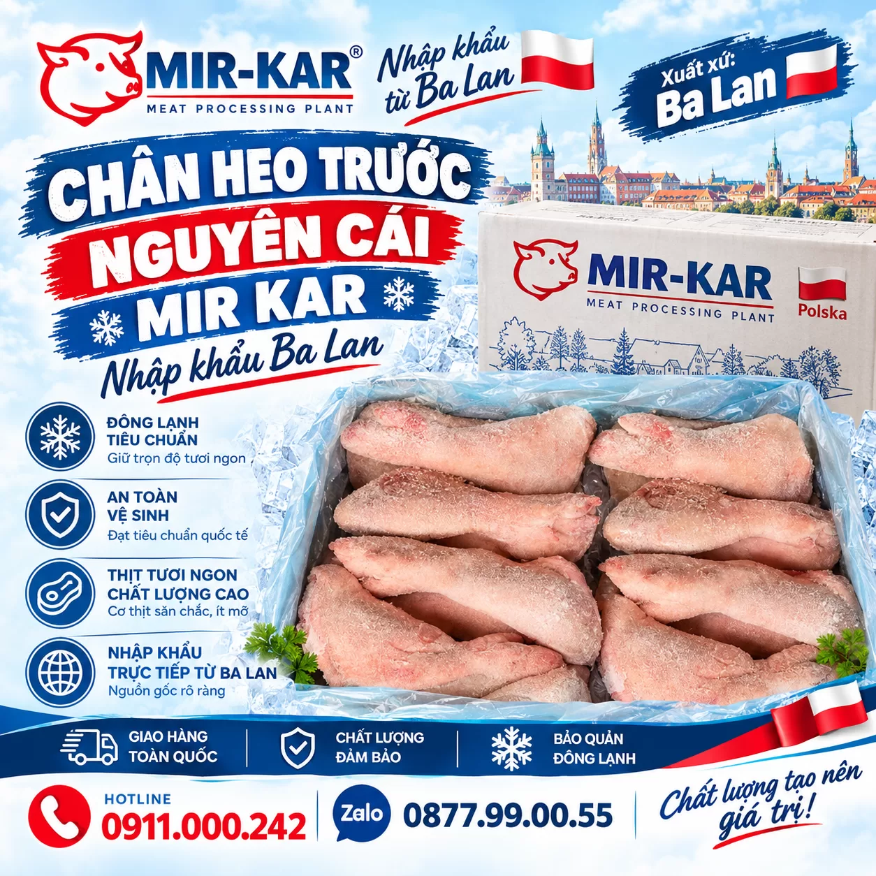 Chân heo trước nguyên cái Mir Kar nhập khẩu Ba Lan