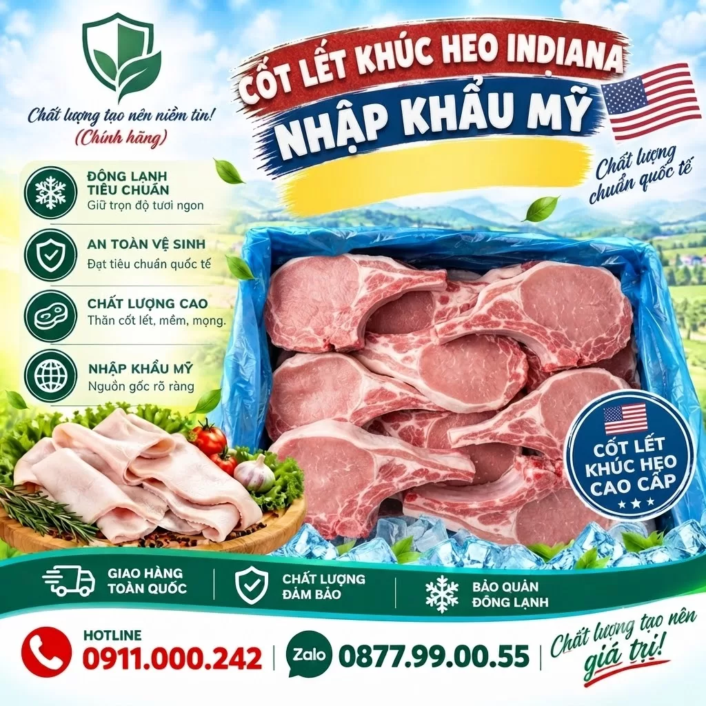 Cốt lết khúc heo Indiana nhập khẩu Mỹ