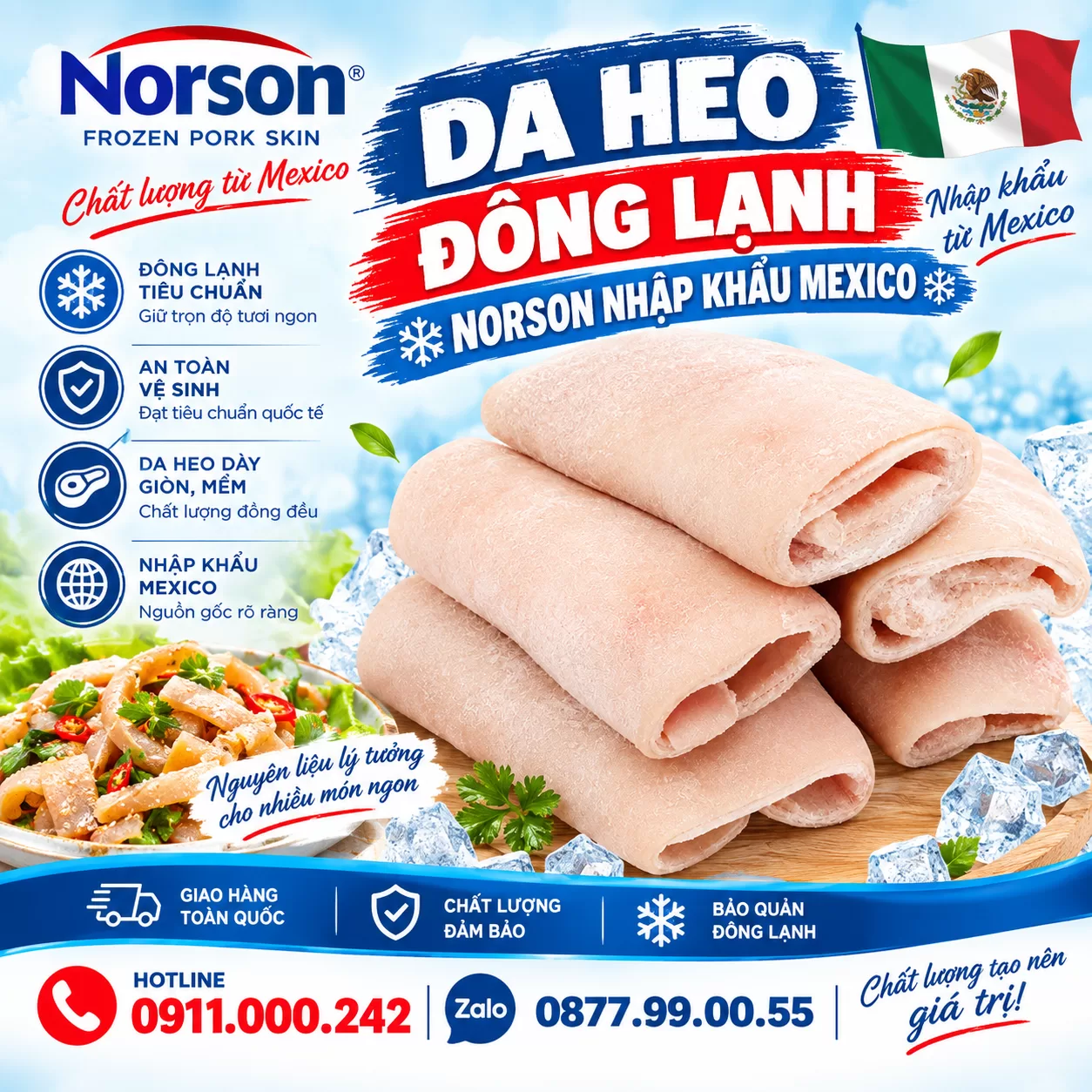 Da heo đông lạnh Norson nhập khẩu Mexico