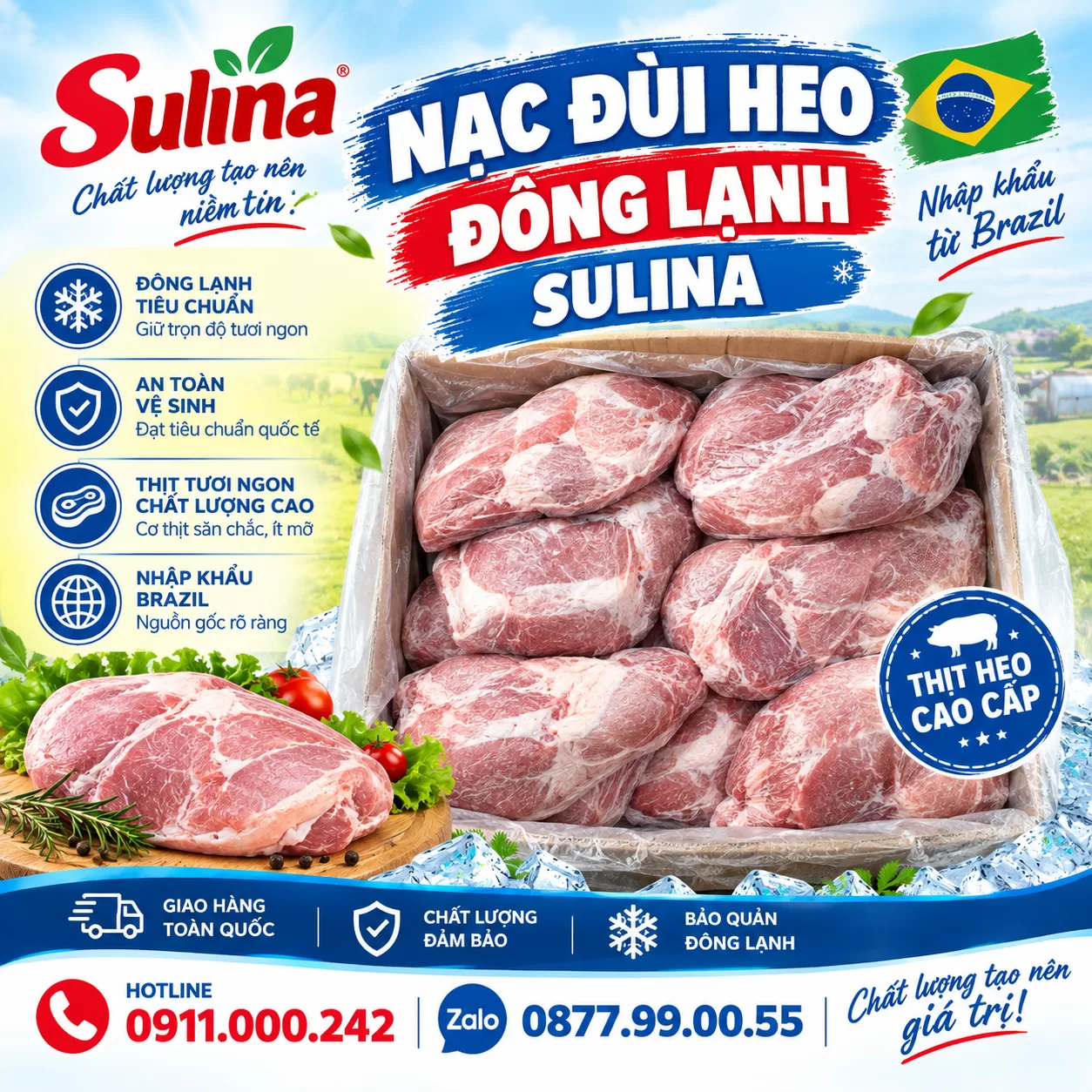 Nạc đùi heo đông lạnh Sulina