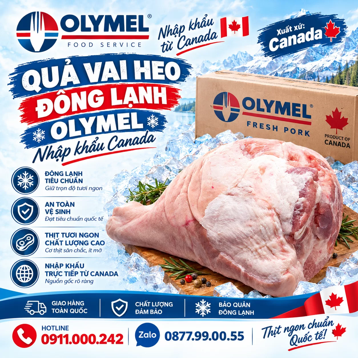 Quả vai heo đông lạnh Olymel nhập khẩu Canada