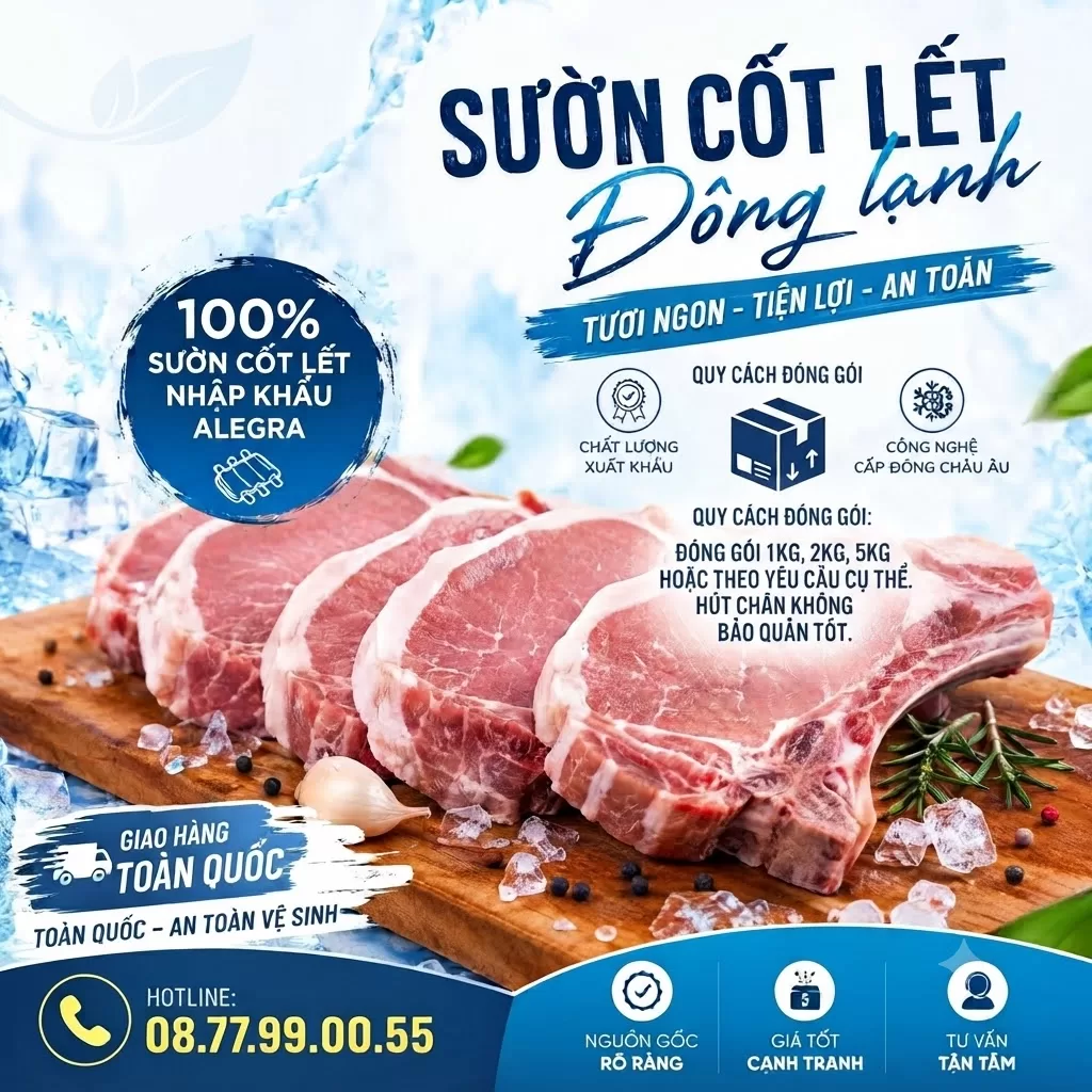 Sườn cốt lết đông lạnh Alegra nhập khẩu Brazil