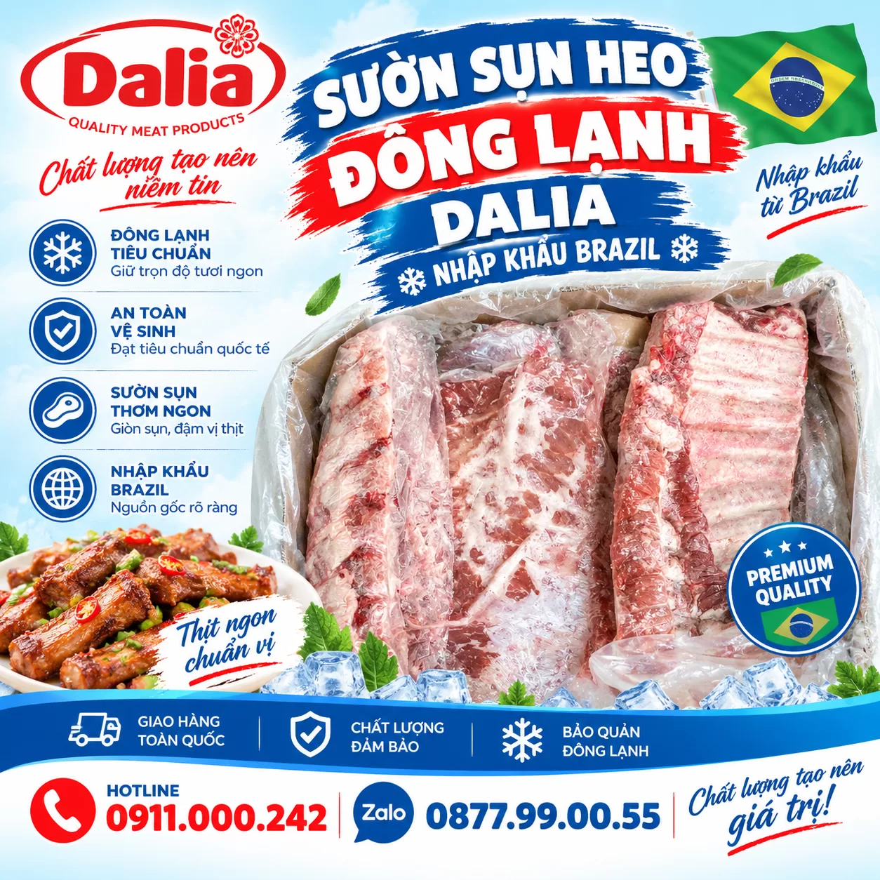 Sườn sụn heo đông lạnh Dalia nhập khẩu Brazil