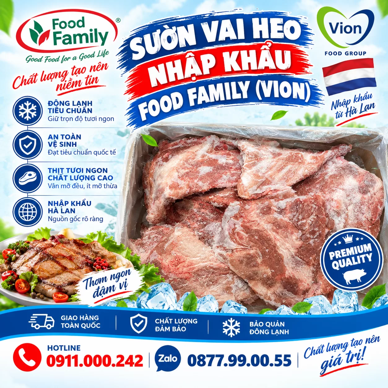 Sườn vai heo nhập khẩu Food Family (Vion)